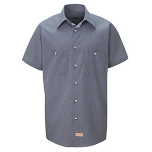 Men's Micro-Check Short Sleeve Work Shirt - Working Class Clothes