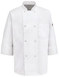 Eight Pearl Button Chef Coat with Thermometer Pocket