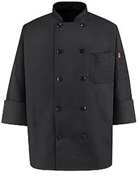 Ten-Button Black Chef Coat