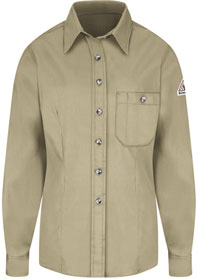 Bulwark Women's Flame Resistant 5.25 OZ Button-Front Dress Uniform Shirt 