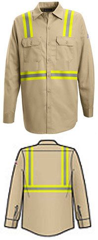 Bulwark Flame Resistant Excel-FR™ Button Front Work Shirt with Reflective Trim