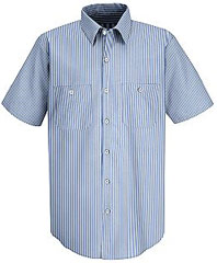 Red Kap Men's Industrial Stripe Mock Oxford Work Shirt