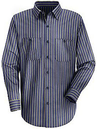 Red Kap Men's Industrial Stripe Poplin Work Shirt