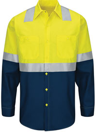 Red Kap Hi-Visibility Long Sleeve Color Block Work Shirt - Type R, Class 2