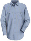 Red Kap Men's Industrial Stripe Long Sleeve Mock Oxford Shirt