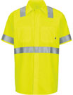 Red Kap Men's Hi-Visibility Short Sleeve Ripstop Work Shirt W/Mimix + Oilblok - Type R Class 2