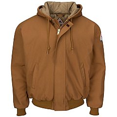 Men's Heavyweight FR Insulated Brown Duck Hooded Jacket