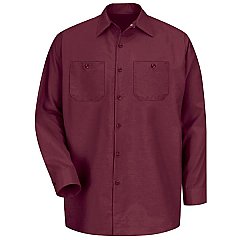 Red Kap Men's Industrial Long Sleeve Work Shirt - Burgundy - Extended/Non Stock Sizes