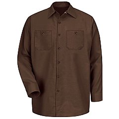 Red Kap Men's Industrial Long Sleeve Work Shirt - Chocolate Brown - Extended/Non Stock Sizes