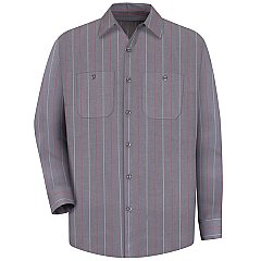 Red Kap Men's Industrial Stripe Poplin Work Shirt