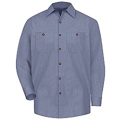 Red Kap Men's Long Sleeve Geometric Micro-Check Work Shirt