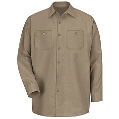 Red Kap Men's Industrial Long Sleeve Work Shirt - Khaki - Extended/Non Stock Sizes