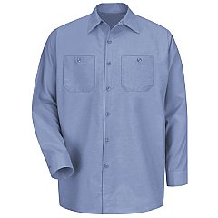 Red Kap Men's Industrial Long Sleeve Work Shirt - Light Blue - Extended/Non Stock Sizes