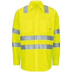 Red Kap Hi-Visibilty Long Sleeve Ripstop Work Shirt W/Mimix + Oilblok - Type R Class 3