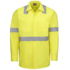Red Kap Hi-Visibilty Long Sleeve Ripstop Work Shirt W/Mimix + Oilblok - Type R Class 2