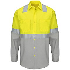Red Kap Hi-Visibility Long Sleeve Color Block Work Shirt - Type R, Class 2