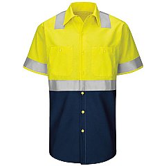 Red Kap Hi-Visibility Short Sleeve Color Block Work Shirt - Type R, Class 2
