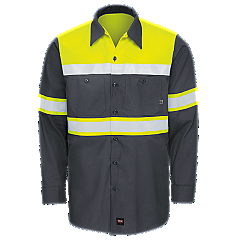 Red Kap Hi-Visibility Long Sleeve Color Block Work Shirt - Type O, Class 1