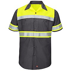 Red Kap Hi-Visibility Short Sleeve Color Block Work Shirt - Type O, Class 1