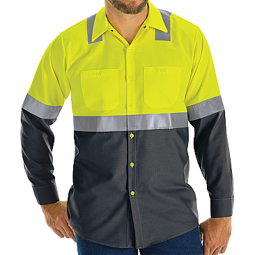 Red Kap Hi-Visibility Short Sleeve Color Block Work Shirt - Type R, Class 2