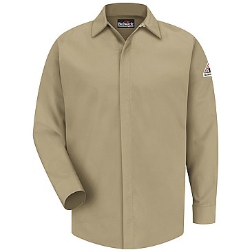 Bulwark Flame Resistant Excel-FR™ ComforTouch™ Concealed Gripper Pocketless Shirt