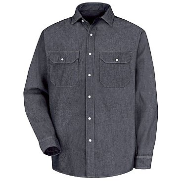 Red Kap Men's  Long Sleeve Denim Western Shirt