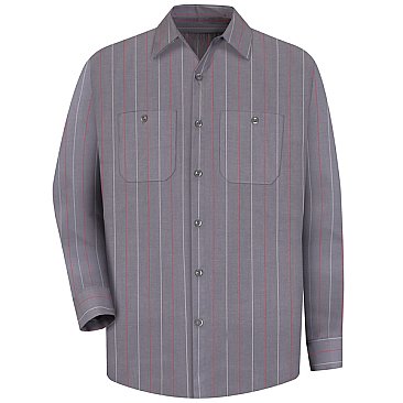 Red Kap Men's Industrial Stripe Poplin Work Shirt