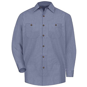 Red Kap Men's Long Sleeve Geometric Micro-Check Work Shirt