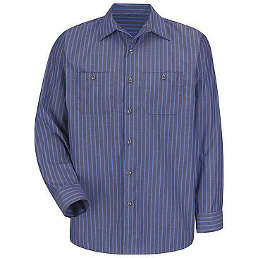 Red Kap Men's Industrial Stripe Poplin Work Shirt