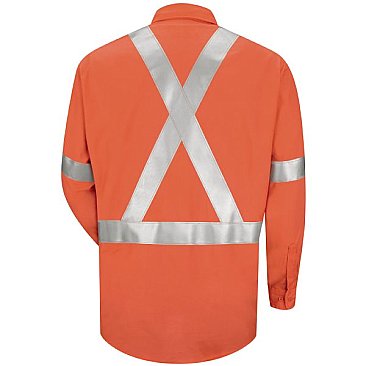 Red Kap Men's Long Sleeve Specialized Pocketless Work Shirt with White Cuffs