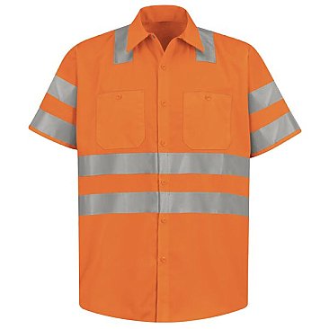 Red Kap Hi-Visibilty Short Sleeve Work Shirt - Type R Class 3 - Extended/Non Stock Stock Sizes