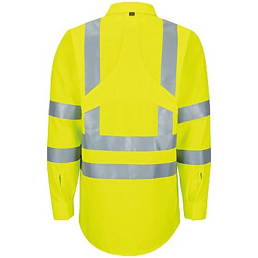 Red Kap Hi-Visibilty Long Sleeve Ripstop Work Shirt W/Mimix + Oilblok - Type R Class 3