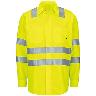 Red Kap Hi-Visibilty Long Sleeve Ripstop Work Shirt W/Mimix + Oilblok - Type R Class 3