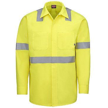 Red Kap Hi-Visibilty Long Sleeve Ripstop Work Shirt W/Mimix + Oilblok - Type R Class 2