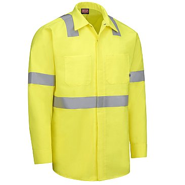 Red Kap Hi-Visibilty Long Sleeve Ripstop Work Shirt W/Mimix + Oilblok - Type R Class 2
