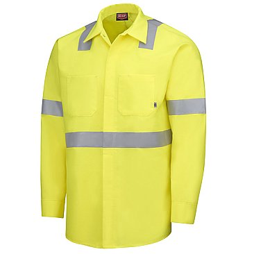 Red Kap Hi-Visibilty Long Sleeve Ripstop Work Shirt W/Mimix + Oilblok - Type R Class 2