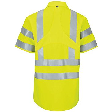 Red Kap Hi-Visibility Short Sleeve Ripstop Work Shirt W/Mimix + Oilblok - Type R Class 3