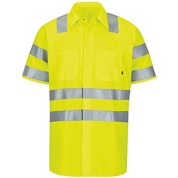 Red Kap Hi-Visibility Short Sleeve Ripstop Work Shirt W/Mimix + Oilblok - Type R Class 3