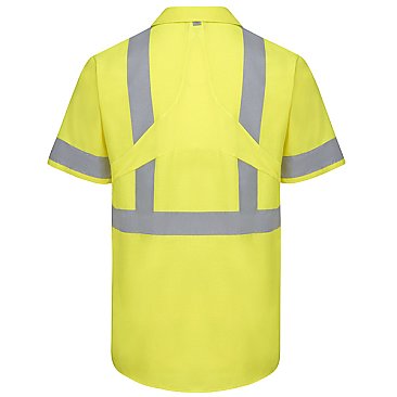 Red Kap Men's Hi-Visibility Short Sleeve Ripstop Work Shirt W/Mimix + Oilblok - Type R Class 2