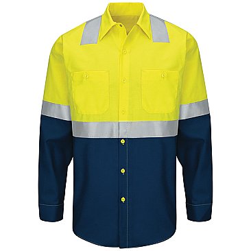 Red Kap Hi-Visibility Long Sleeve Color Block Work Shirt - Type R, Class 2