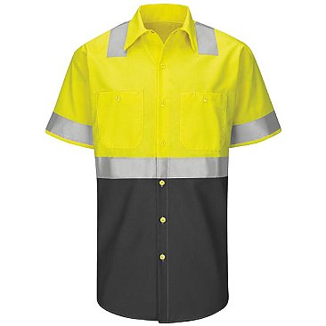 Red Kap Hi-Visibility Short Sleeve Color Block Work Shirt - Type R, Class 2