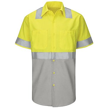 Red Kap Hi-Visibility Short Sleeve Color Block Work Shirt - Type R, Class 2