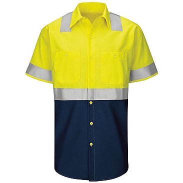 Red Kap Hi-Visibility Short Sleeve Color Block Work Shirt - Type R, Class 2
