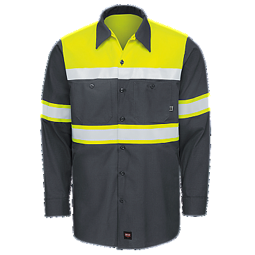 Red Kap Hi-Visibility Long Sleeve Color Block Work Shirt - Type O, Class 1