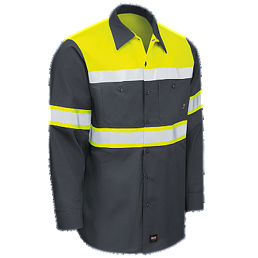 Red Kap Hi-Visibility Long Sleeve Color Block Work Shirt - Type O, Class 1