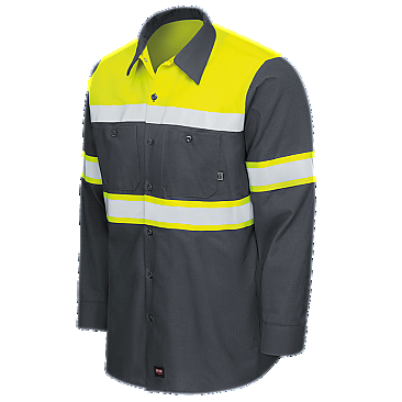 Red Kap Hi-Visibility Long Sleeve Color Block Work Shirt - Type O, Class 1