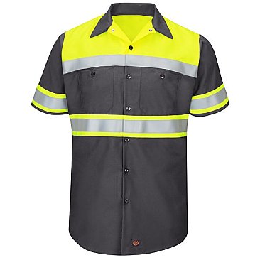 Red Kap Hi-Visibility Short Sleeve Color Block Work Shirt - Type O, Class 1