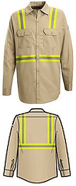 Bulwark Flame Resistant Excel-FR™ Button Front Work Shirt with Reflective Trim