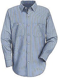 Red Kap Men's Industrial Stripe Long Sleeve Mock Oxford Shirt