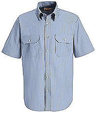 Red Kap Men's Oxford Striped Dress Uniform Shirt